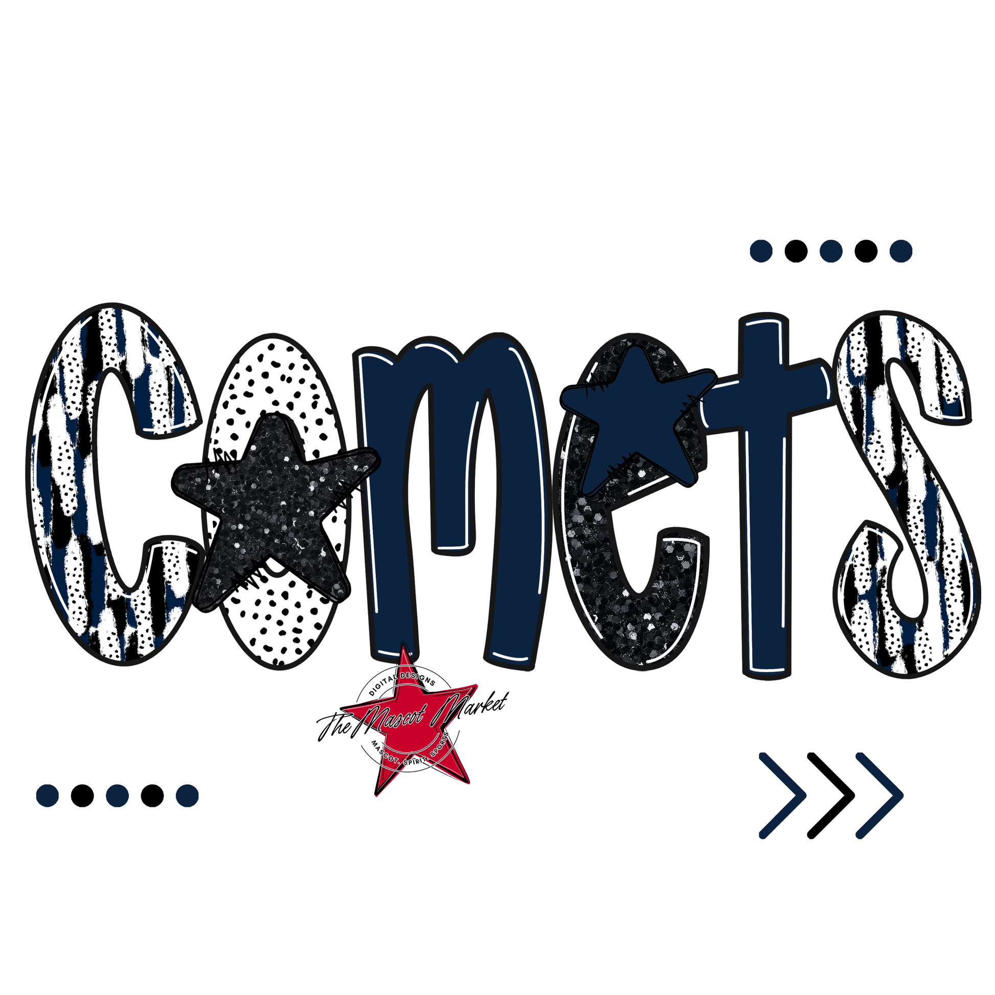 Comets Brushstroke Alpha w Arrows-Navy