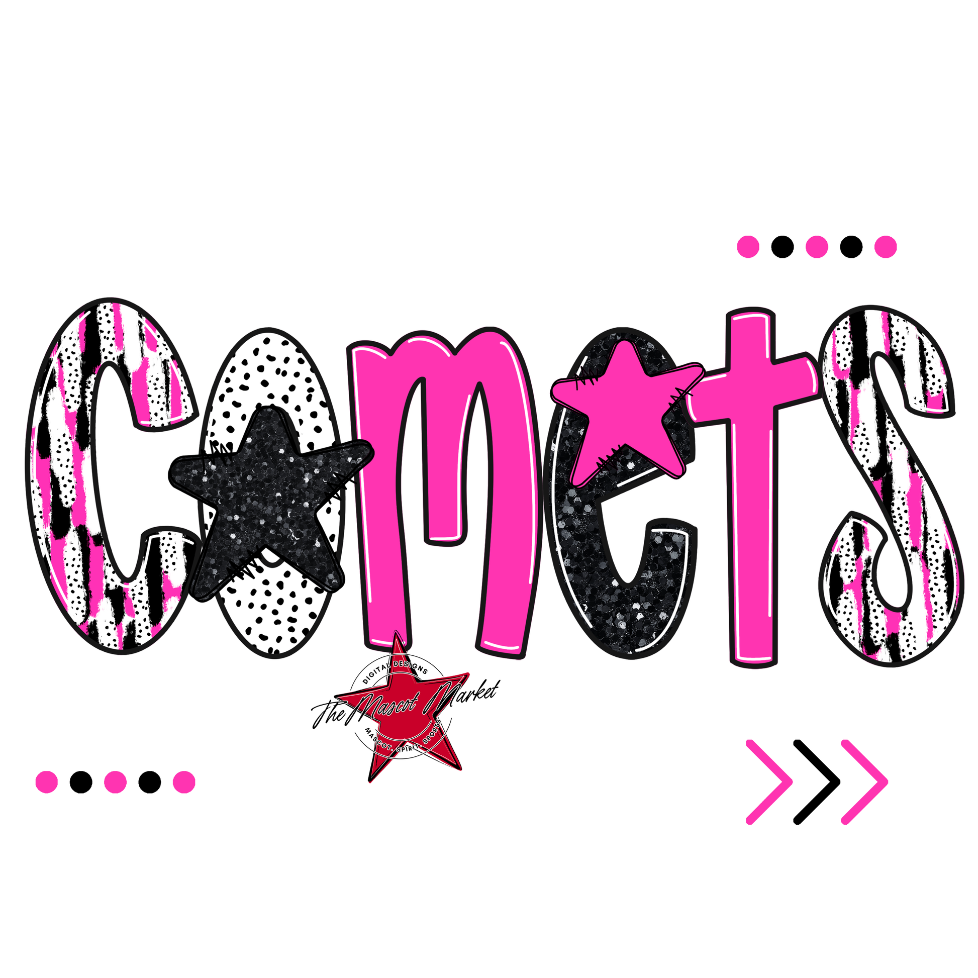 Comets Brushstroke Alpha w Arrows-Pink