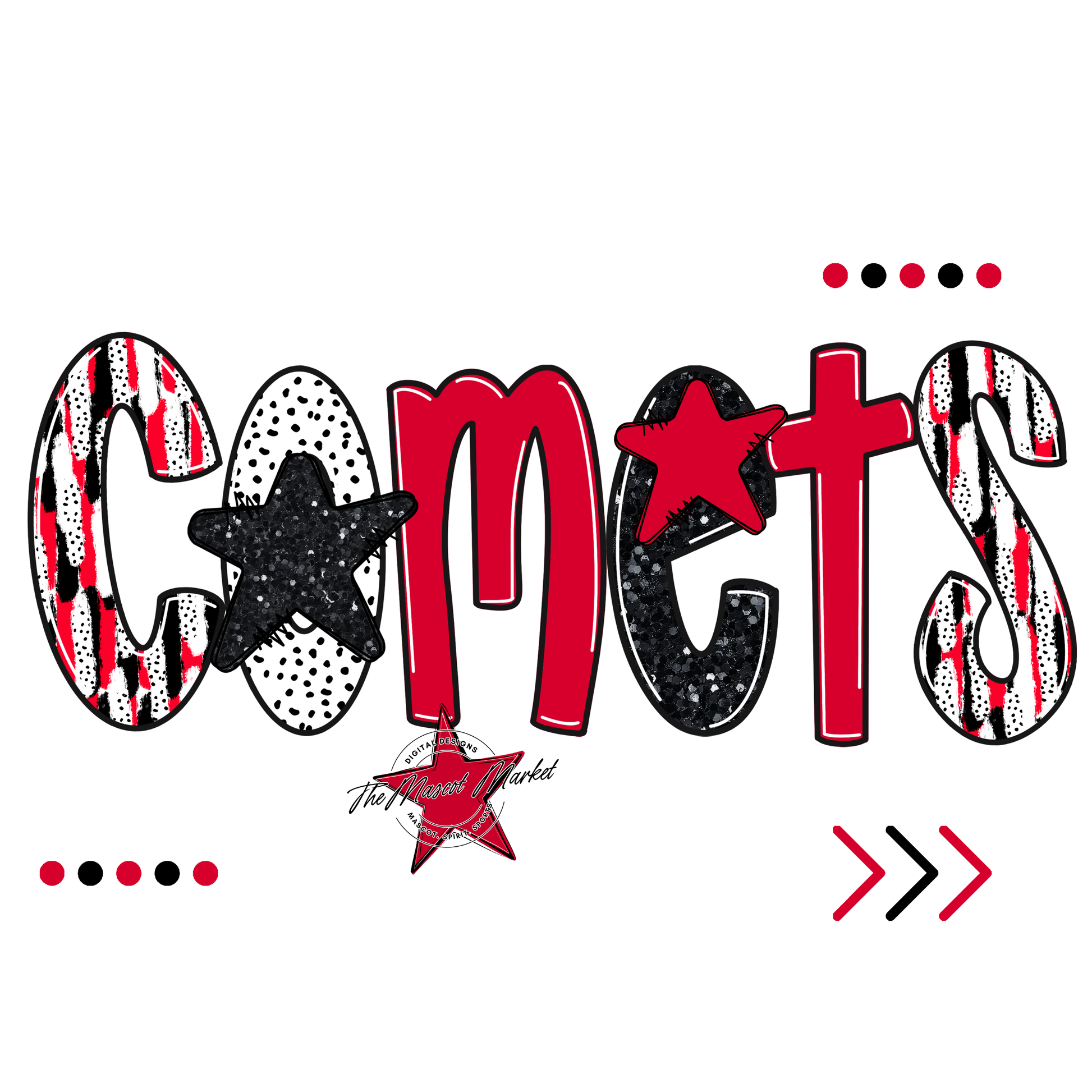 Comets Brushstroke Alpha w Arrows-Red