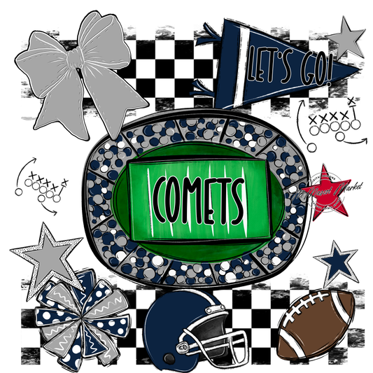 Comets Checkers Spirit Design-Navy-Grey
