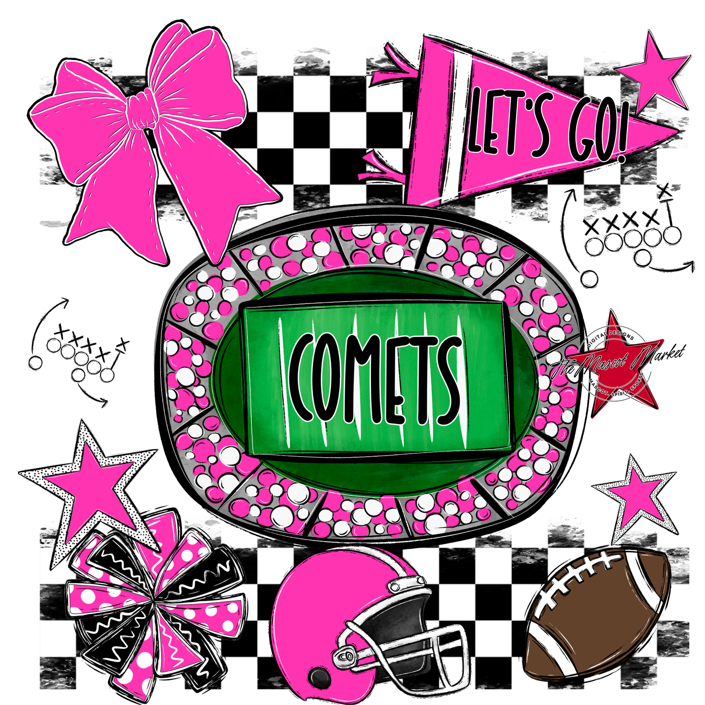 Comets Checkers Spirit Design-Pink