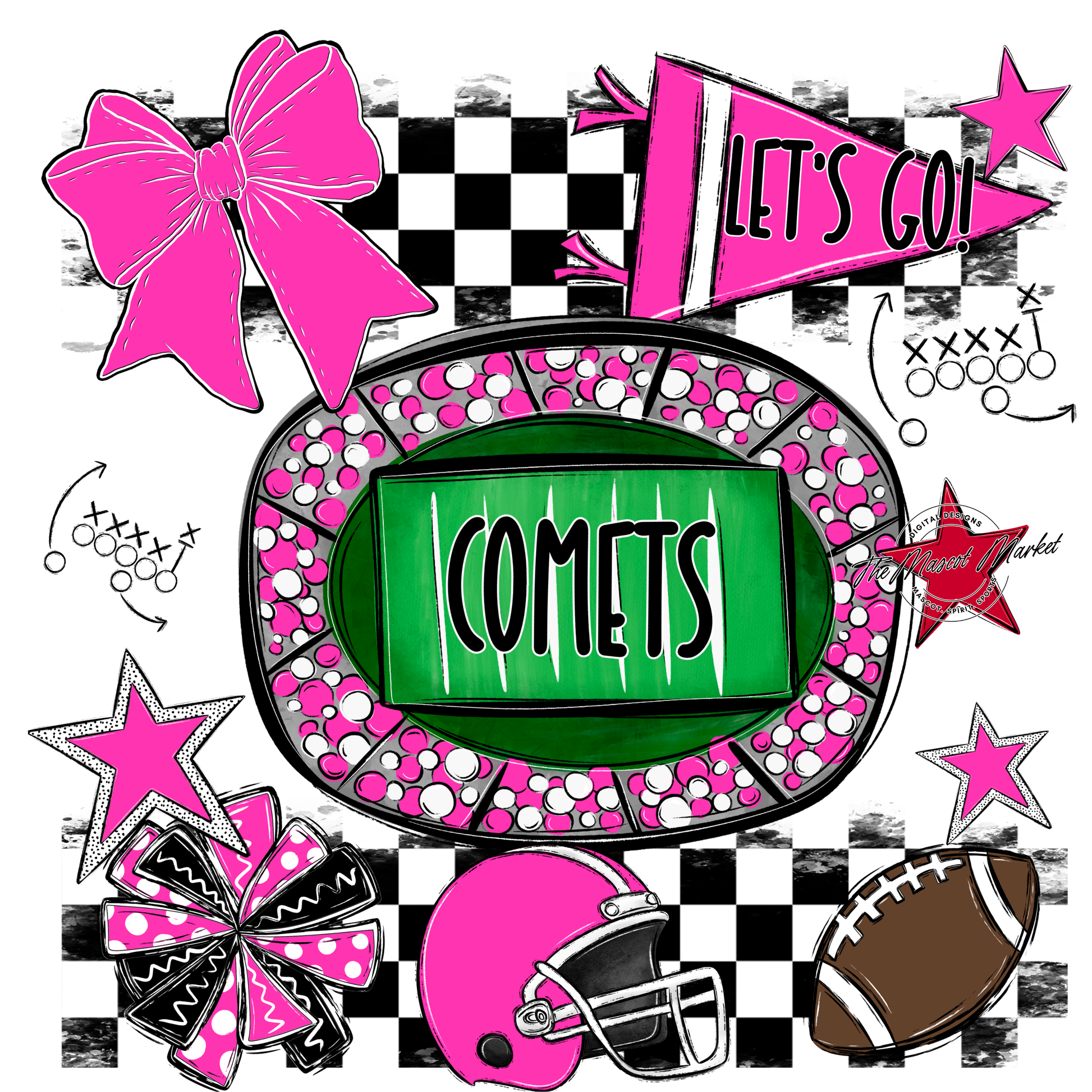 Comets Checkers Spirit Design-Pink