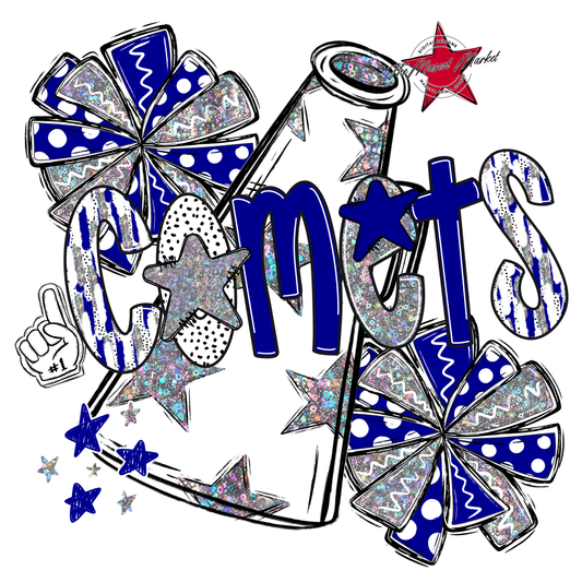 Comets Cheer Megaphone Scrape-Blue