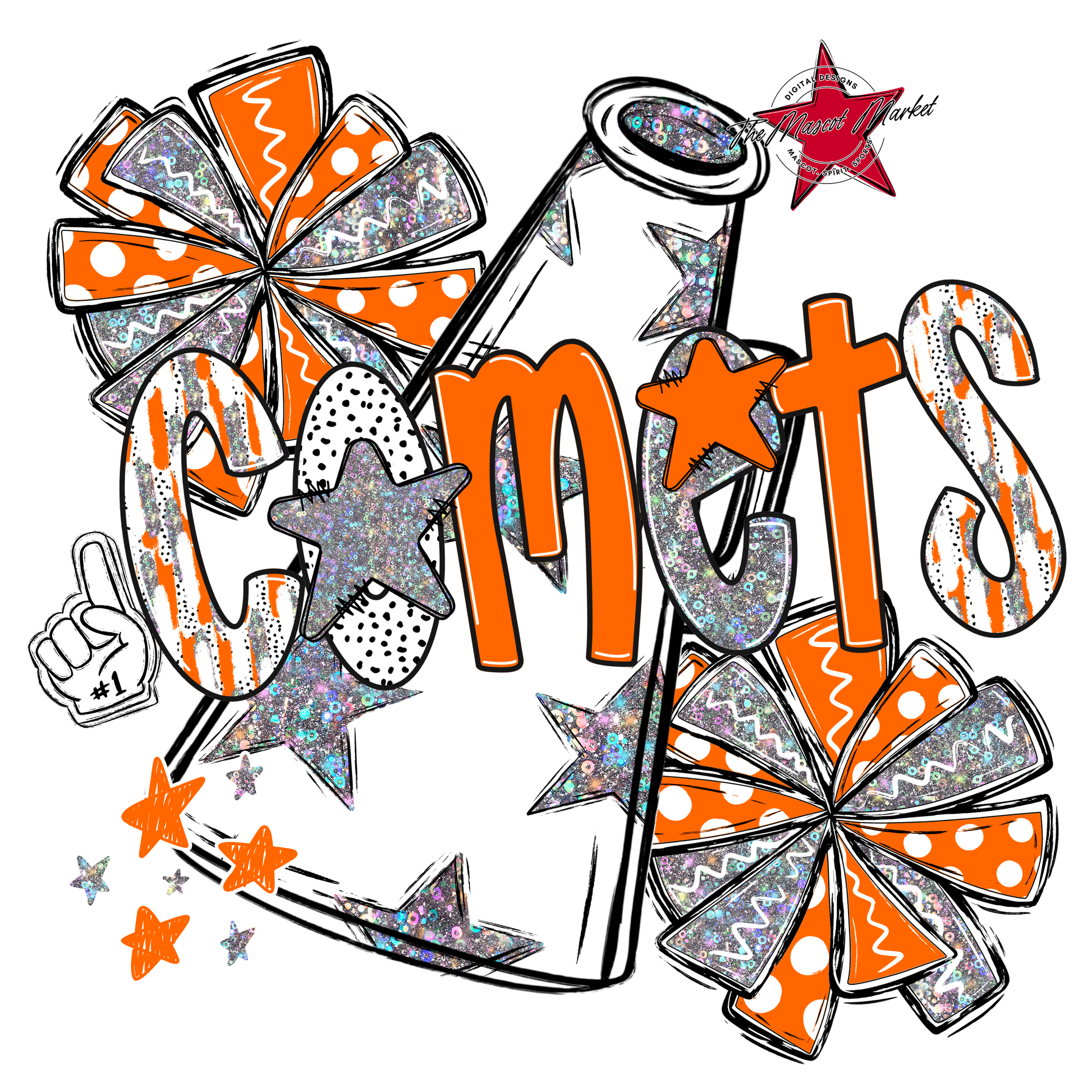 Comets Cheer Megaphone Scrape-Orange