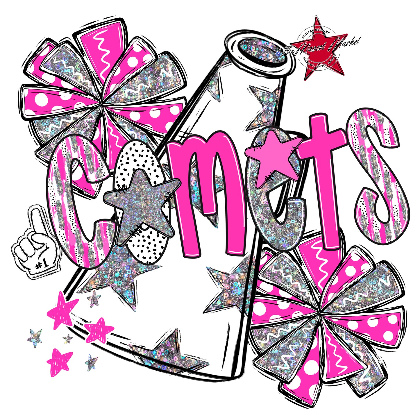 Comets Cheer Megaphone Scrape-Pink