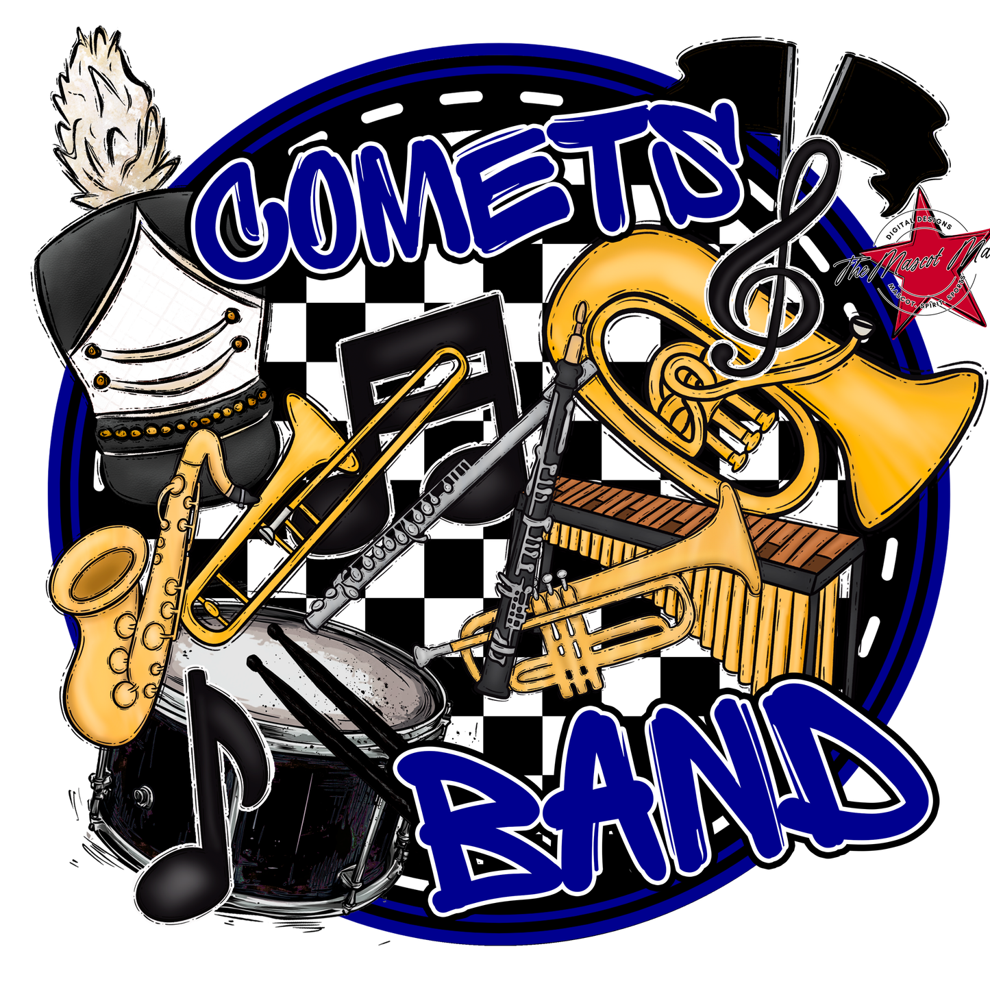 Comets Circle Band Design-Blue