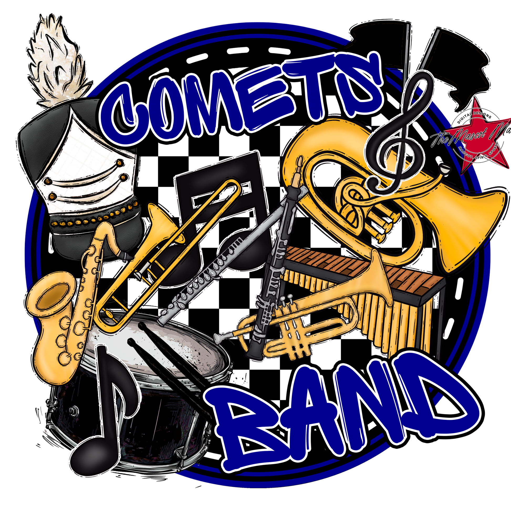 Comets Circle Band Design-Blue