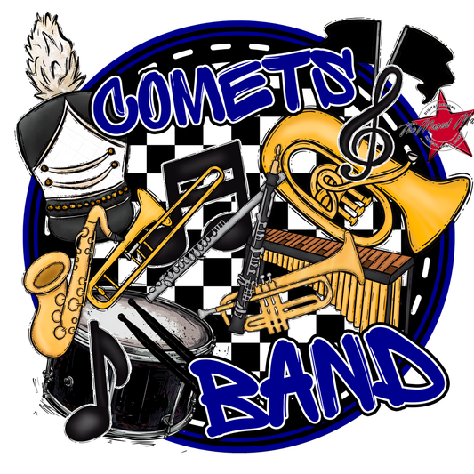 Comets Circle Band Design-Blue