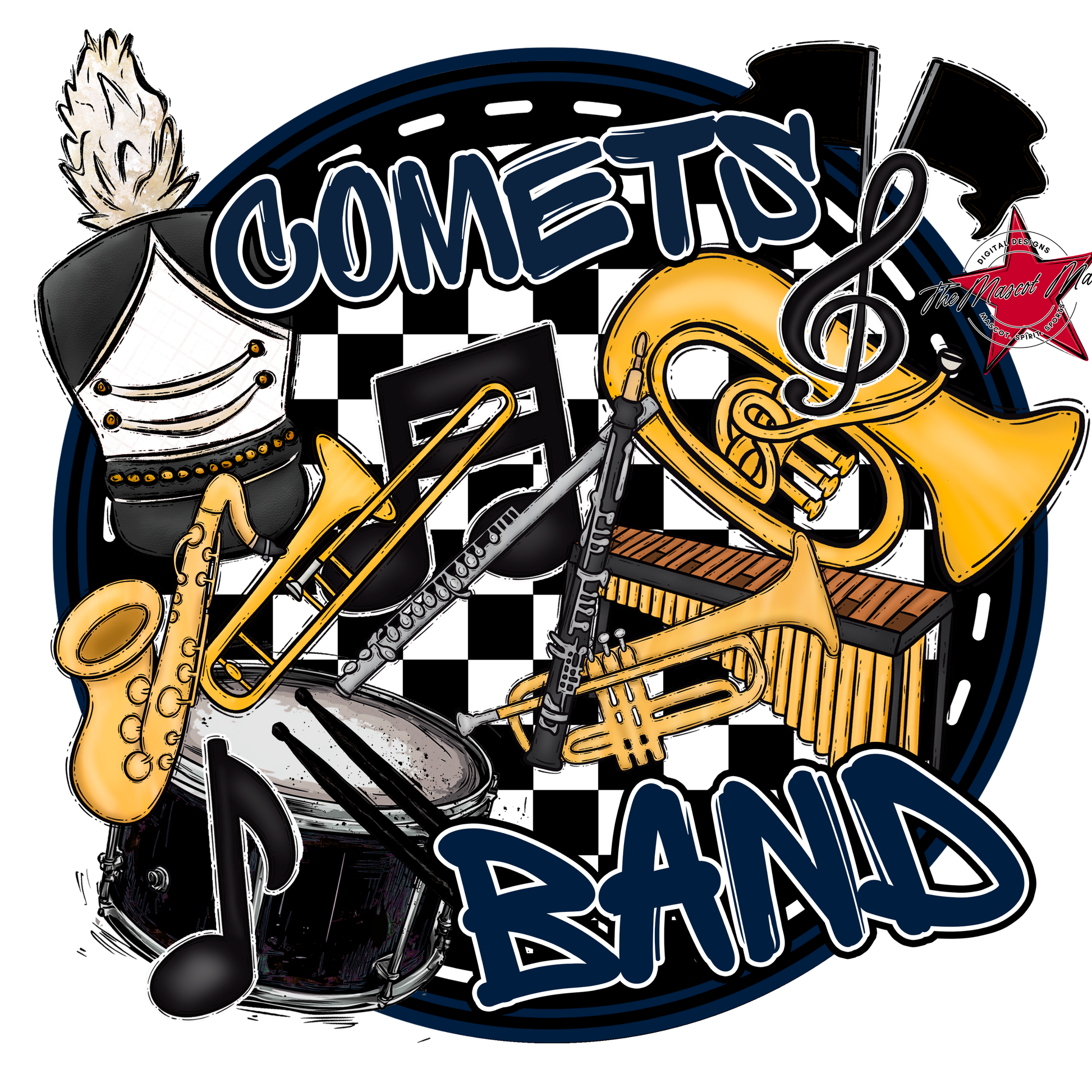 Comets Circle Band Design-Navy