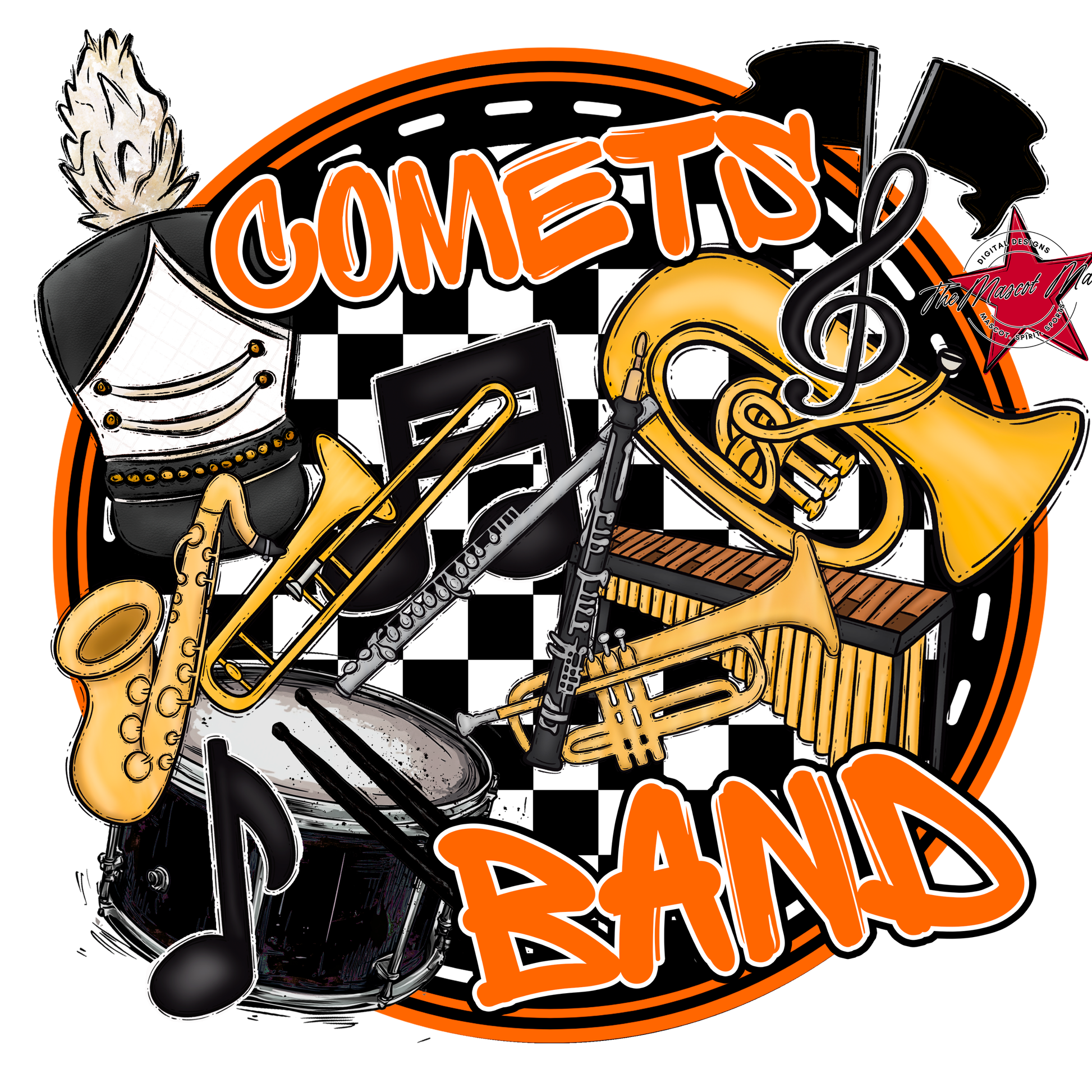Comets Circle Band Design-Orange
