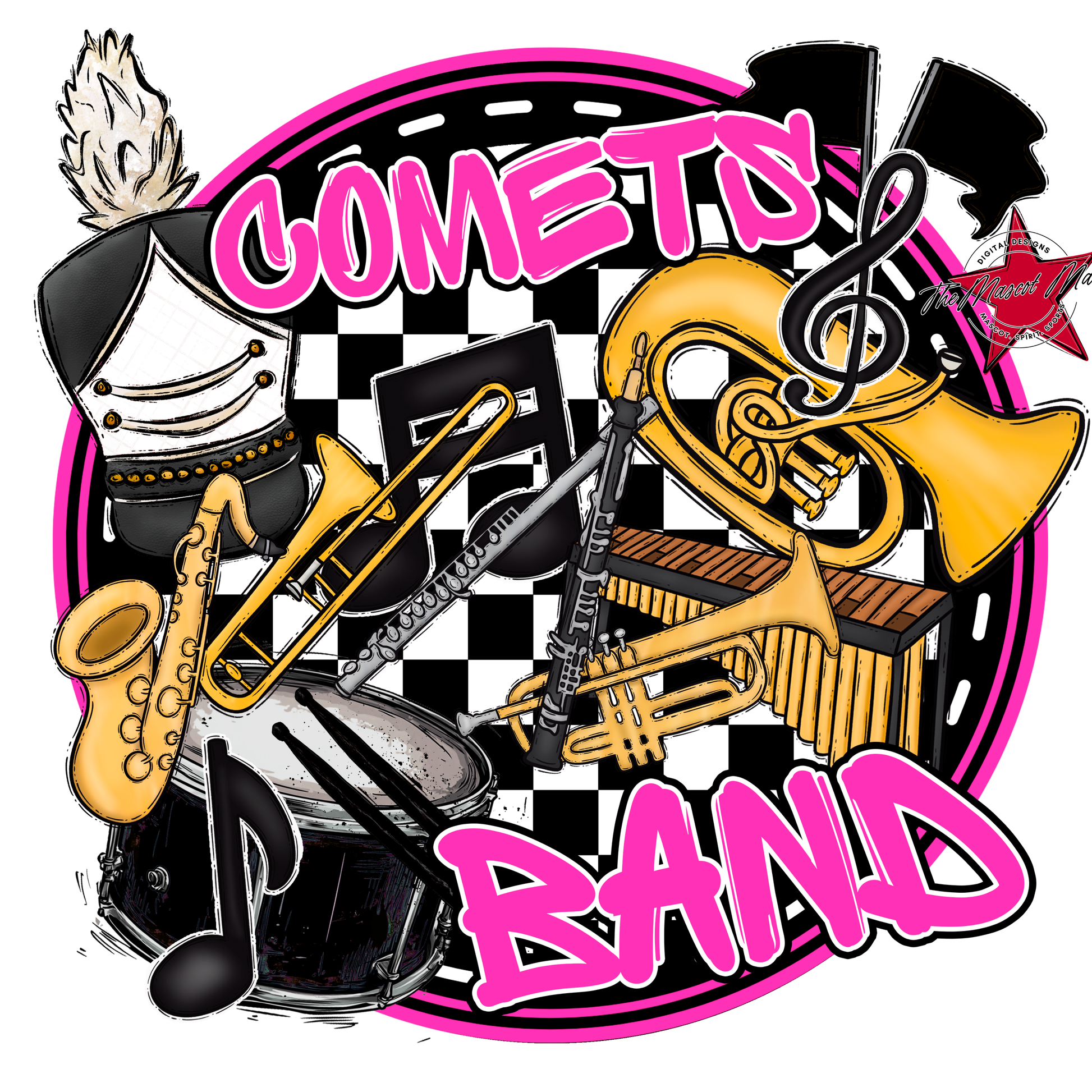 Comets Circle Band Design-Pink