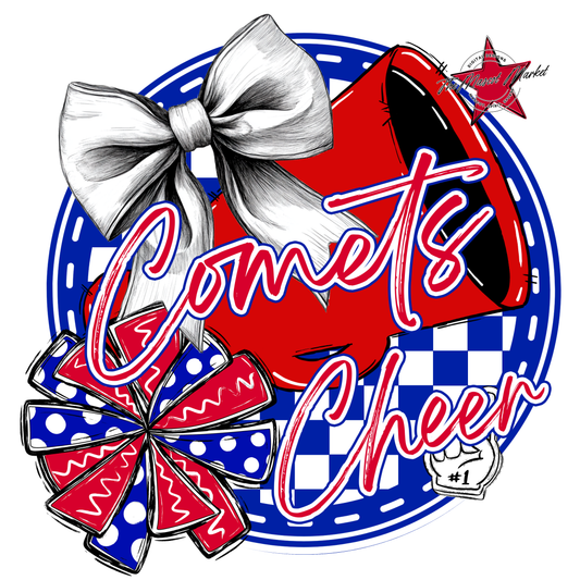 Comets Circle Cheer Design-Blue-Red
