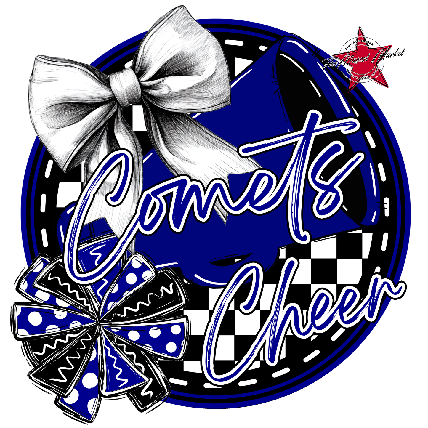 Comets Circle Cheer Design-Blue