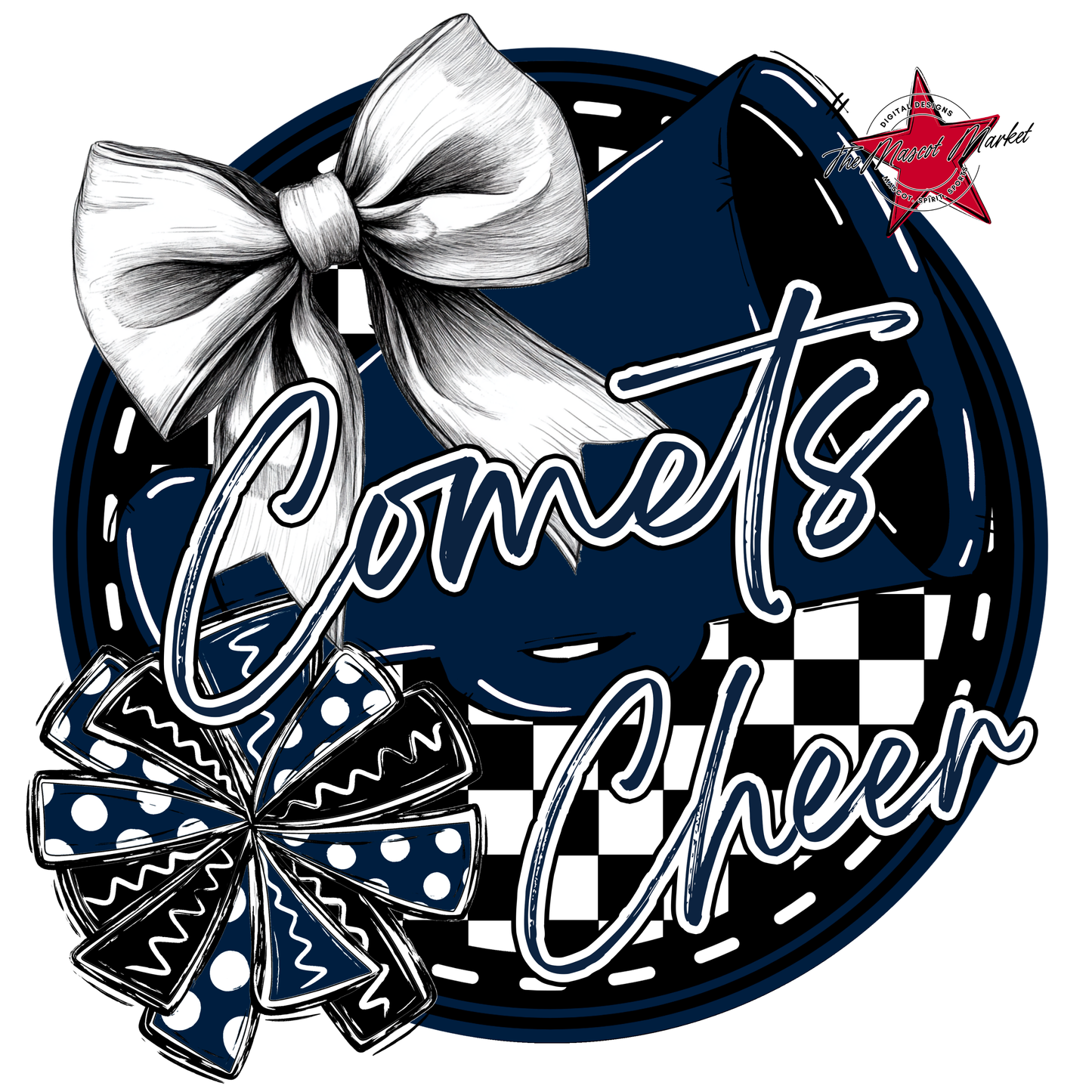 Comets Circle Cheer Design-Navy