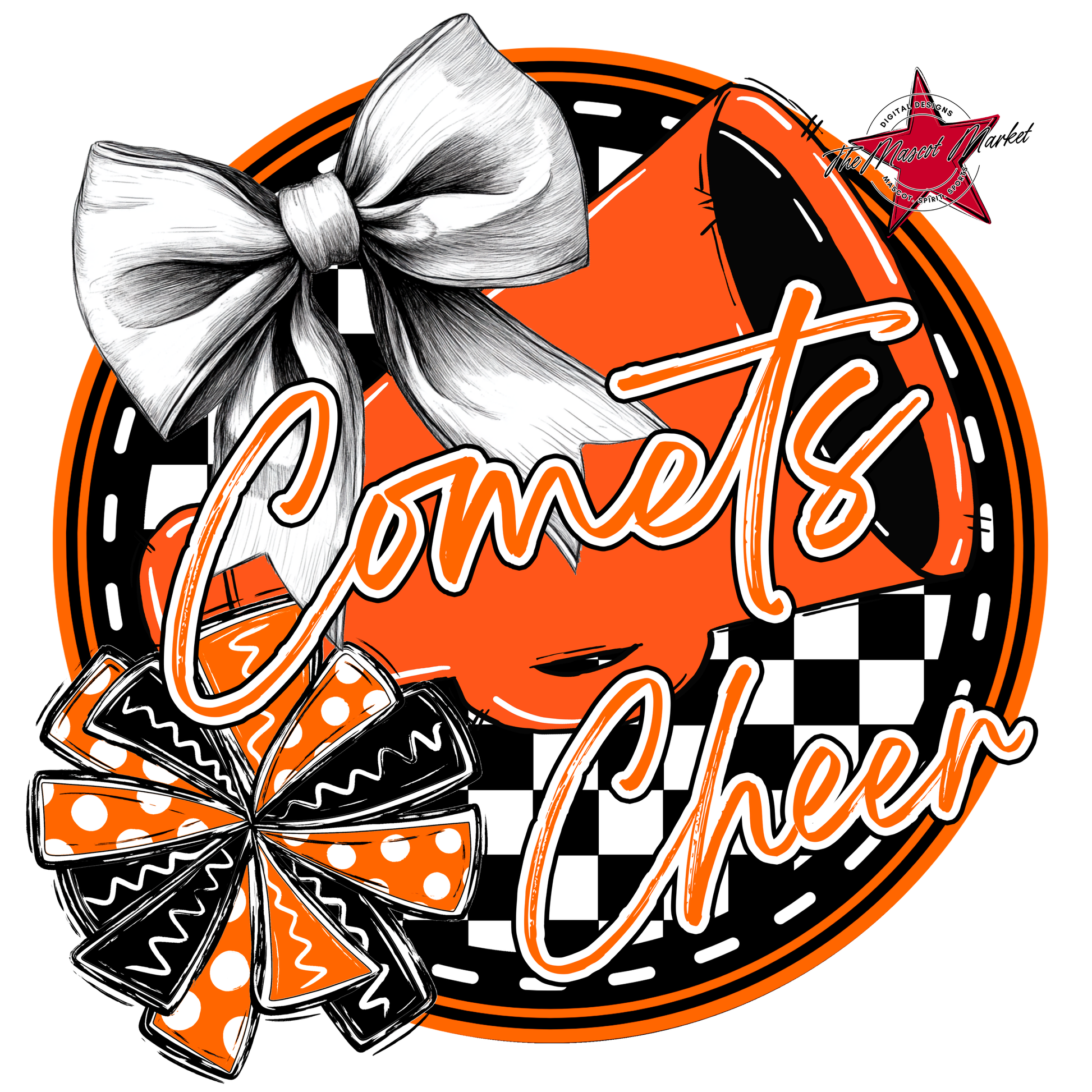 Comets Circle Cheer Design-Orange