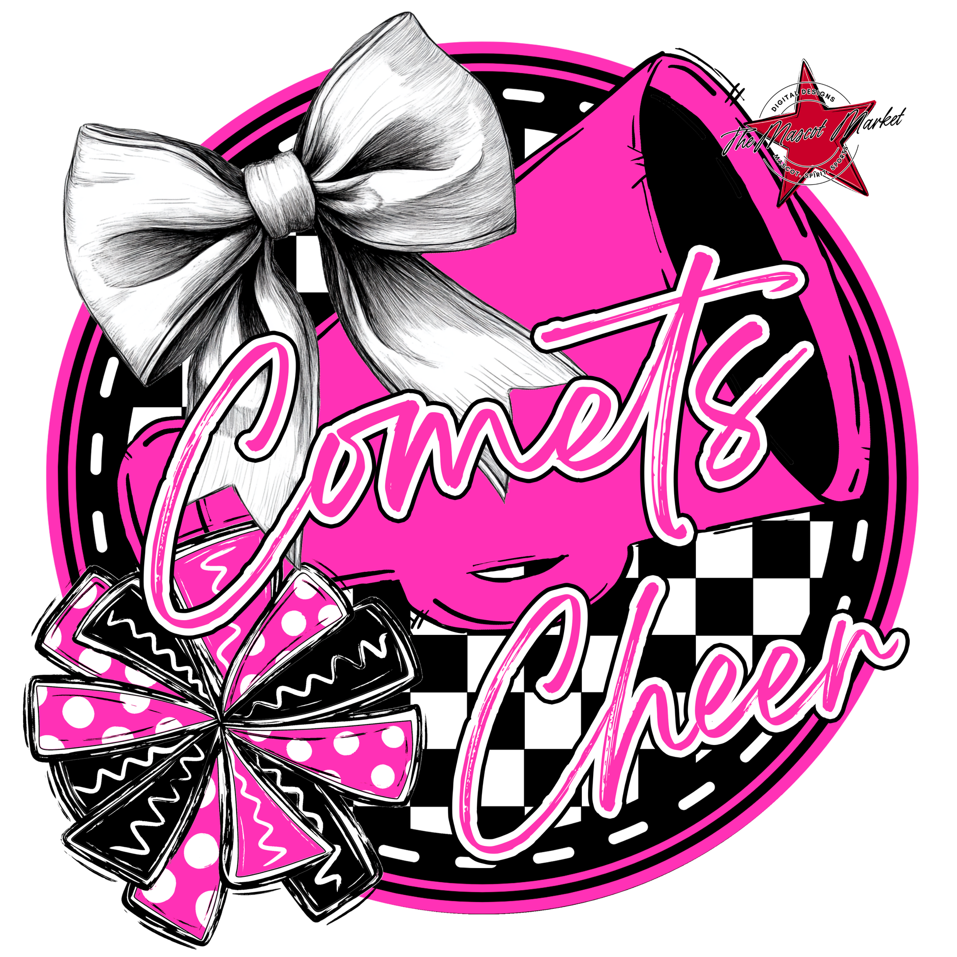 Comets Circle Cheer Design-Pink
