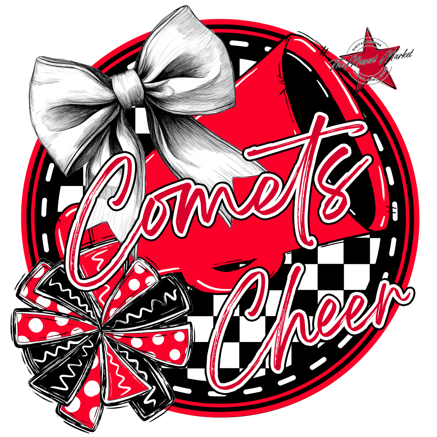 Comets Circle Cheer Design-Red