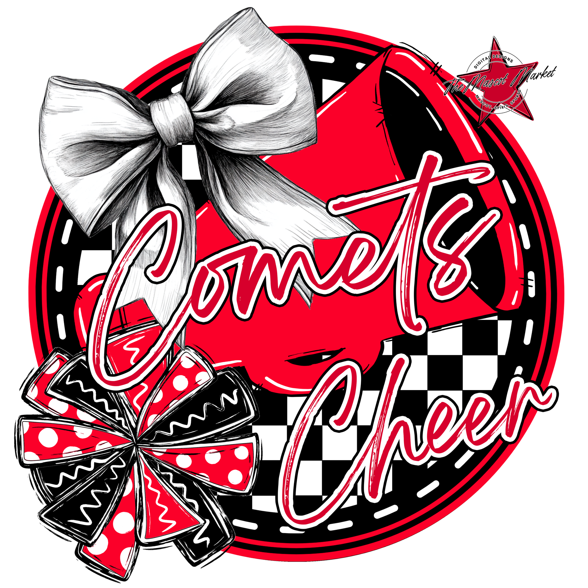 Comets Circle Cheer Design-Red