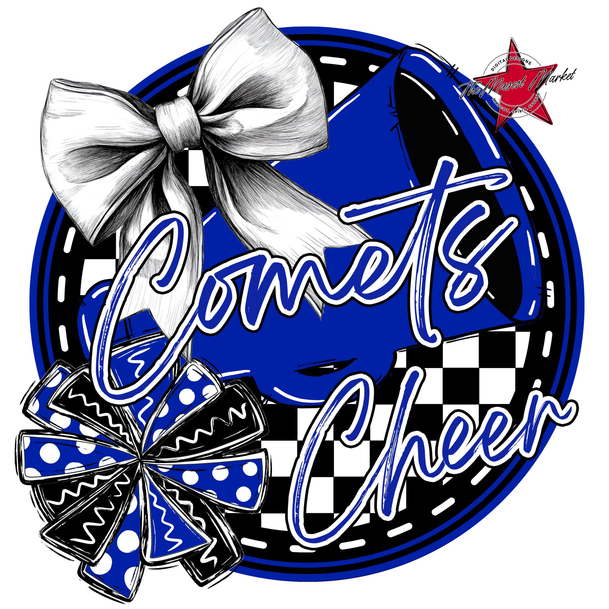 Comets Circle Cheer Design-Royal Blue
