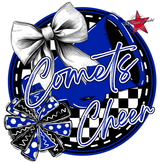 Comets Circle Cheer Design-Royal Blue