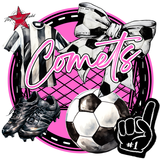 Comets Circle Soccer Design-Baby Pink