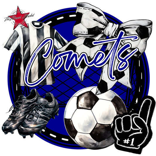 Comets Circle Soccer Design-Blue