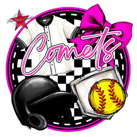 Comets Circle Softball Design-Pink