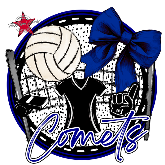 Comets Circle Volleyball Design-Blue