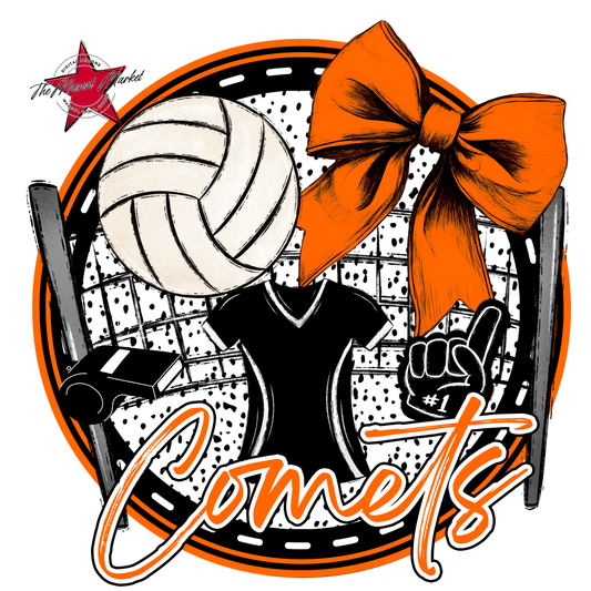 Comets Circle Volleyball Design-Orange
