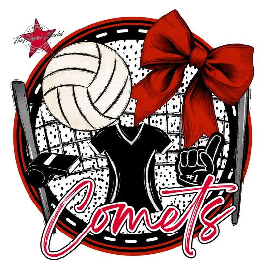 Comets Circle Volleyball Design-Red