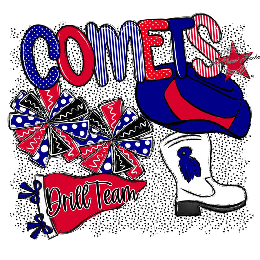 Comets Drillteam Spirit-Blue & Red