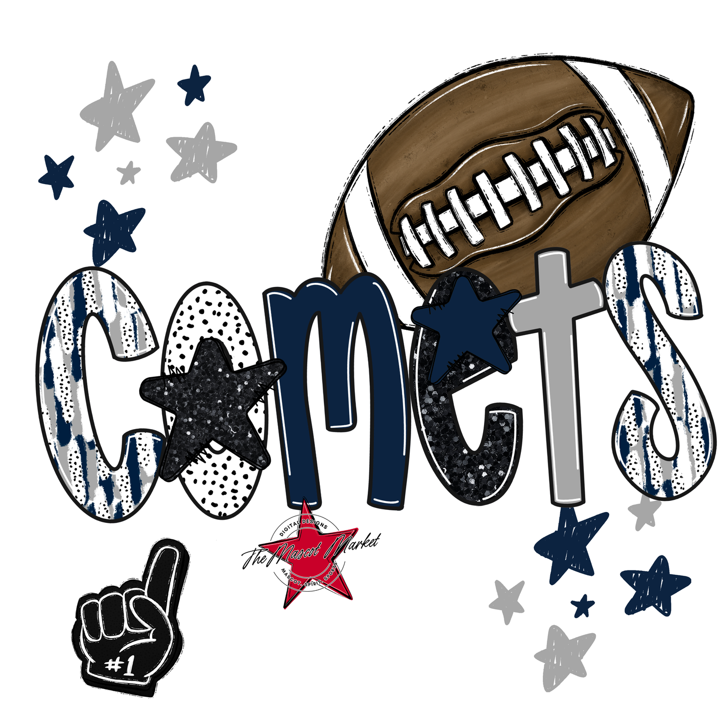 Comets Football Scrape-Navy-Grey