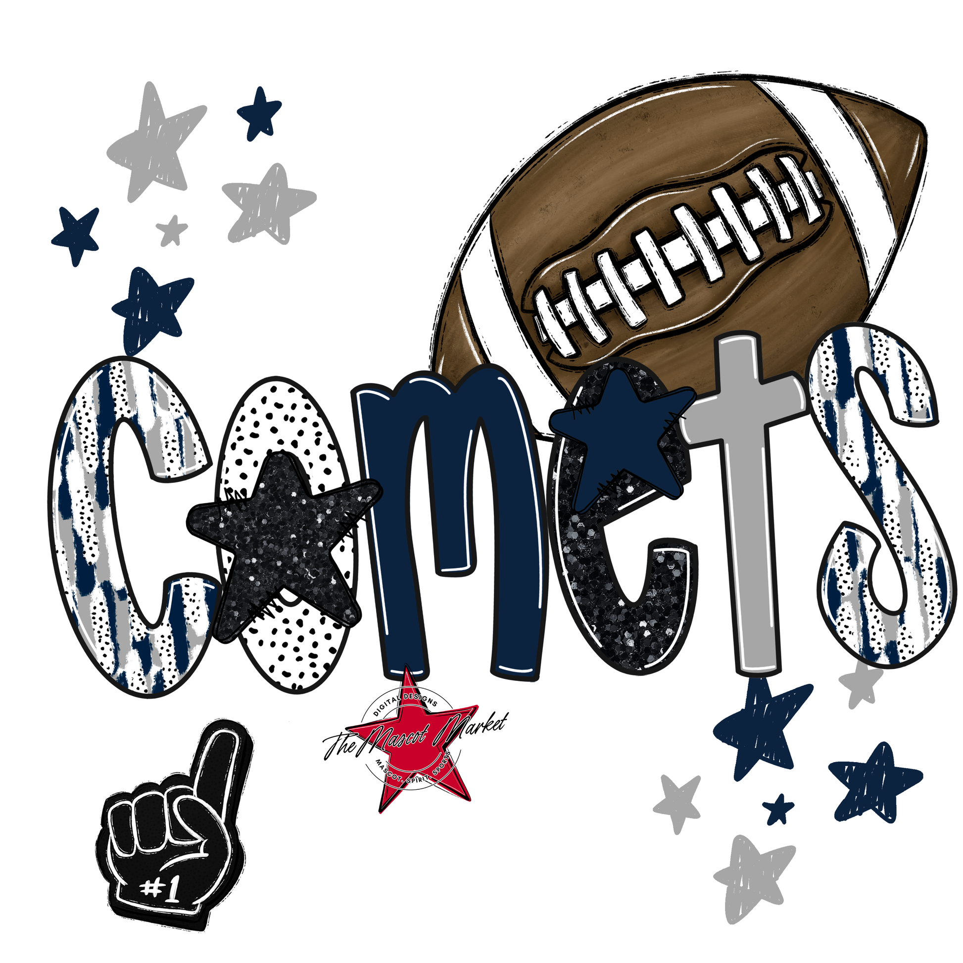 Comets Football Scrape-Navy-Grey