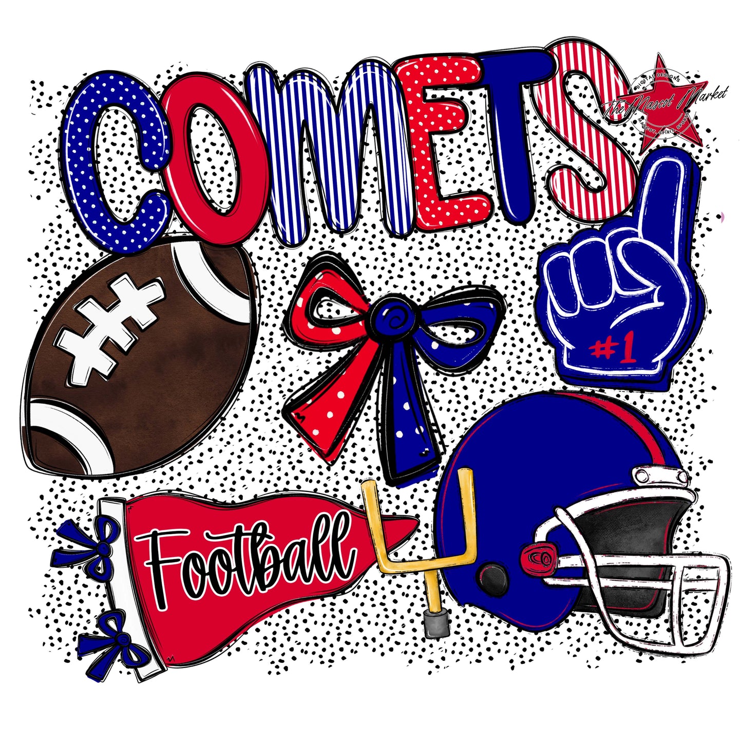 Comets Football Spirit-Blue & Red
