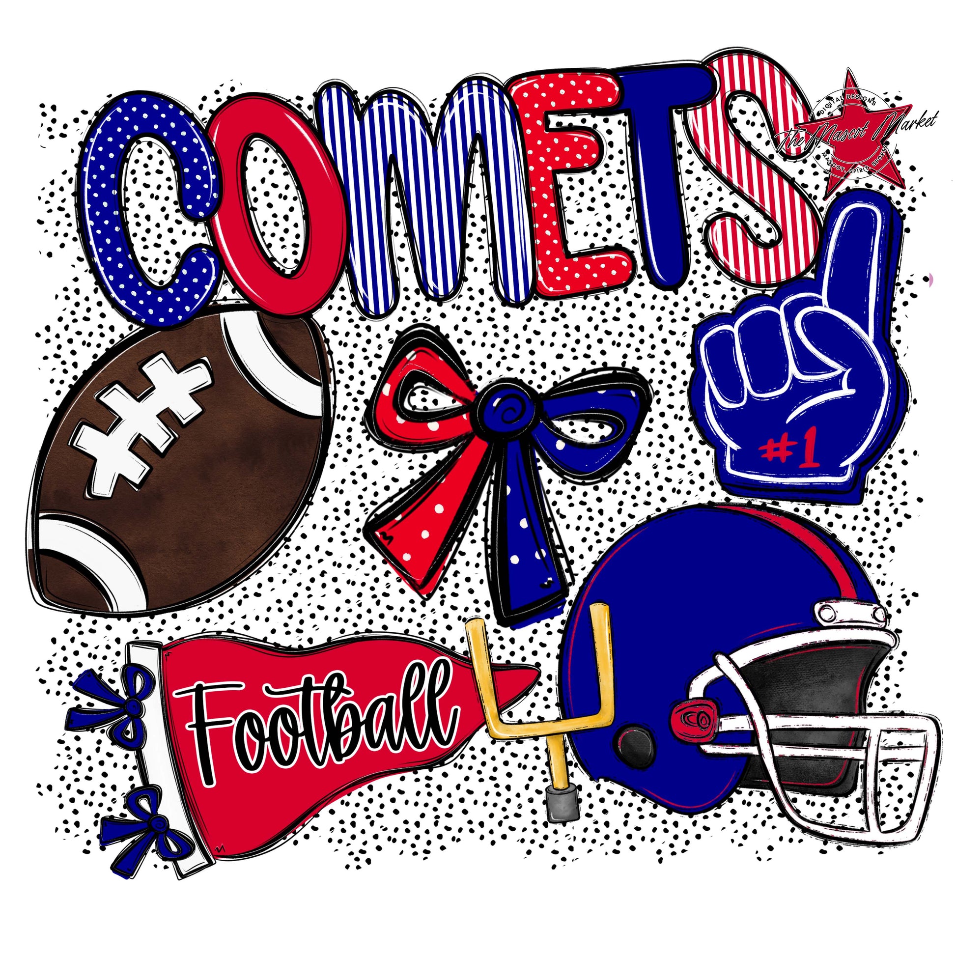 Comets Football Spirit-Blue & Red