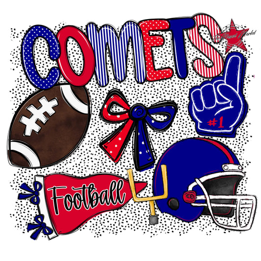 Comets Football Spirit-Blue & Red