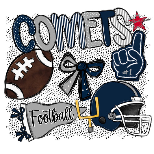 Comets Football Spirit-Navy & Grey