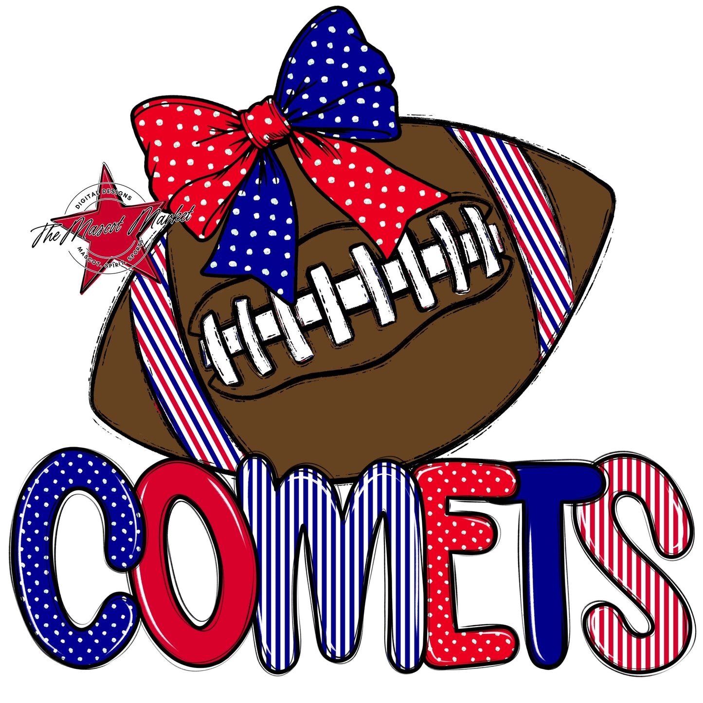 Comets Football Spirit Design-Blue & Red