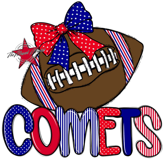 Comets Football Spirit Design-Blue & Red