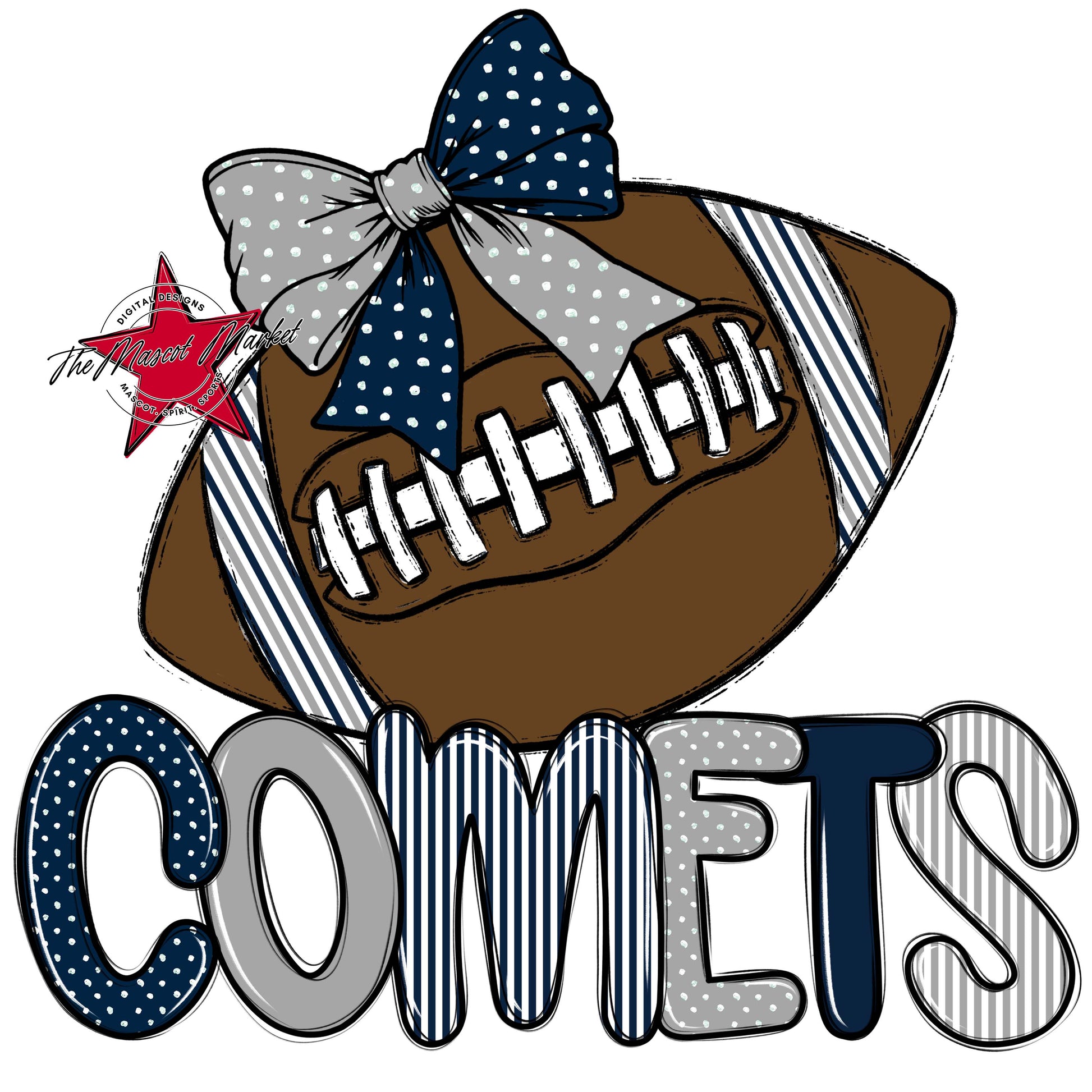Comets Football Spirit Design-Navy & Grey