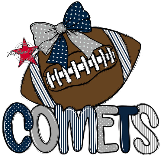 Comets Football Spirit Design-Navy & Grey