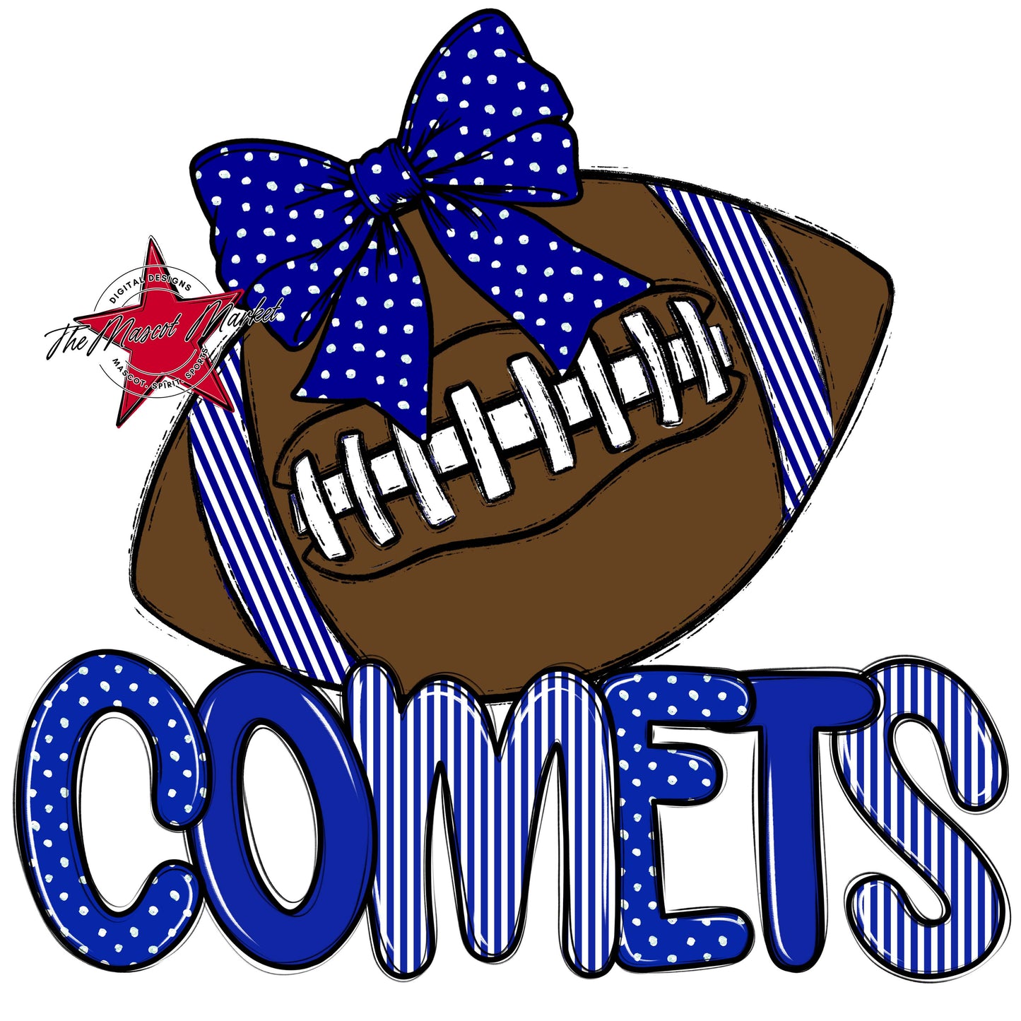 Comets Football Spirit Design-Royal Blue