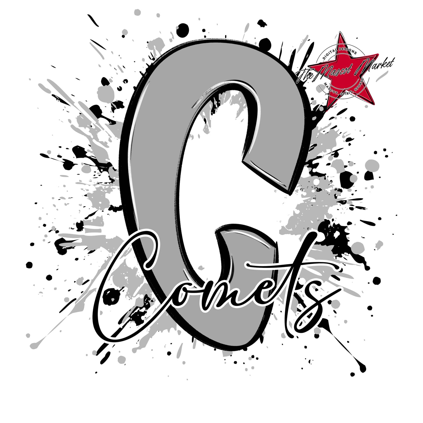 Comets Mascot Splatter-Grey