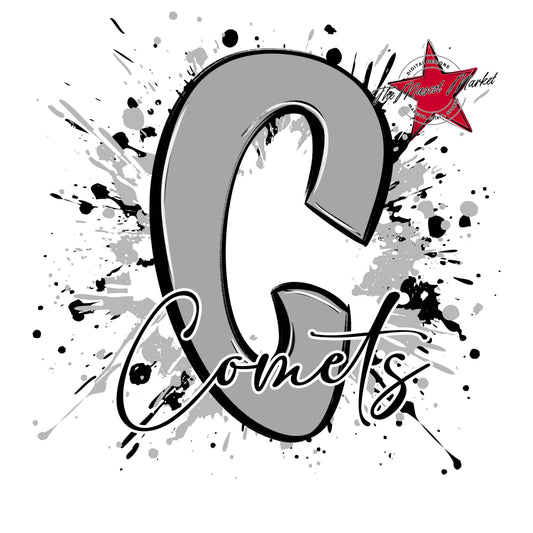 Comets Mascot Splatter-Grey