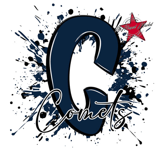 Comets Mascot Splatter-Navy