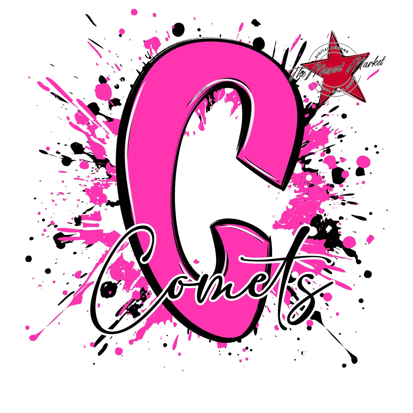 Comets Mascot Splatter-Pink