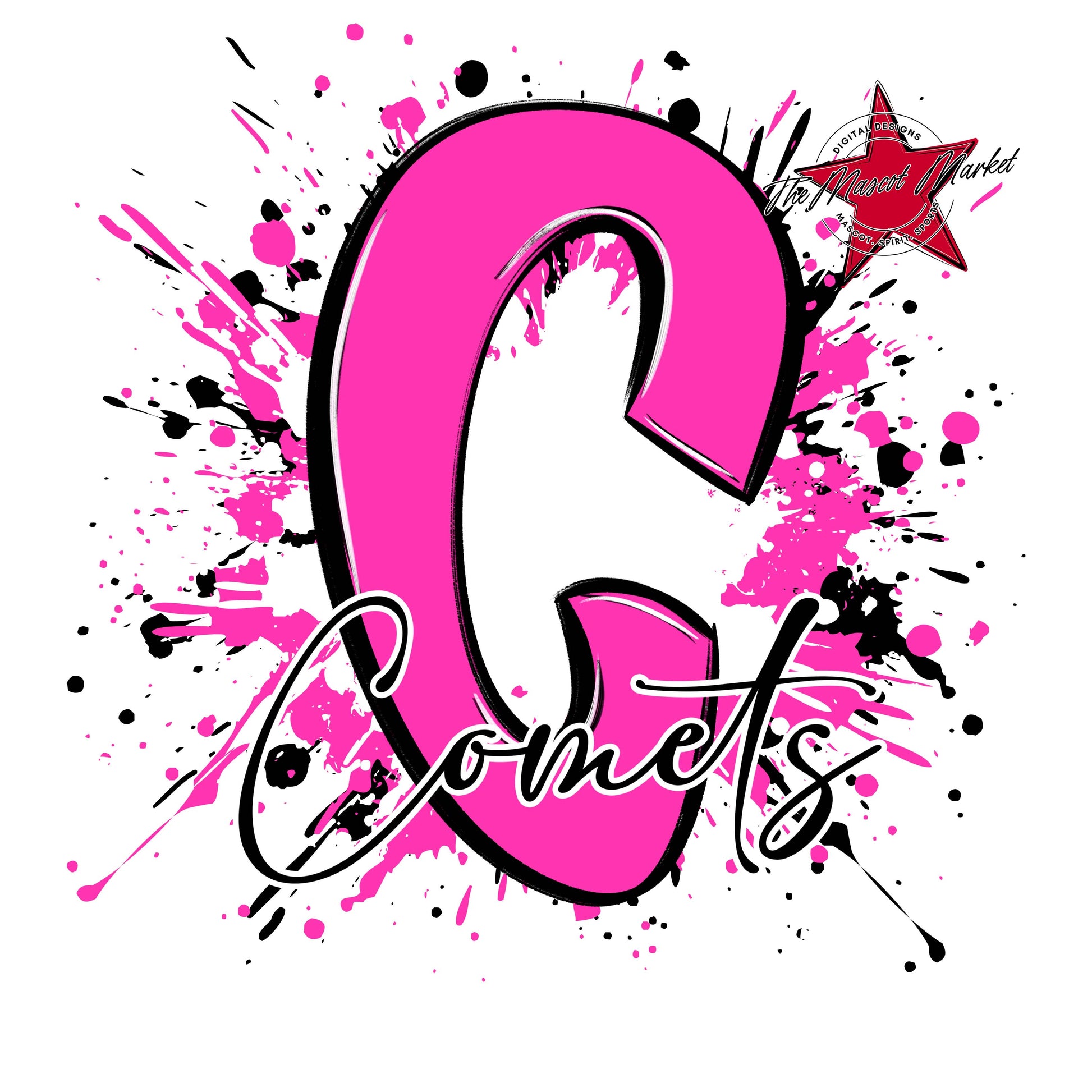 Comets Mascot Splatter-Pink