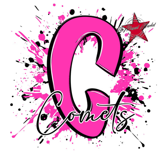 Comets Mascot Splatter-Pink