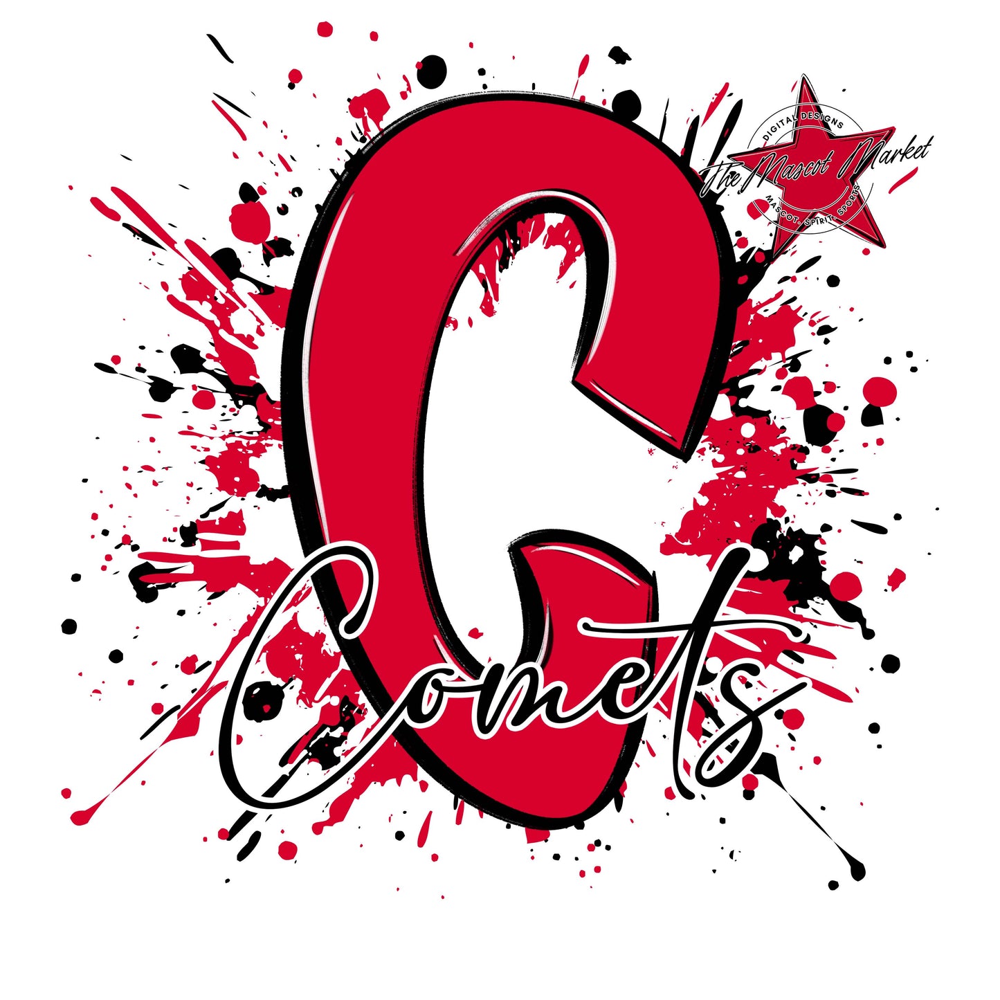 Comets Mascot Splatter-Red