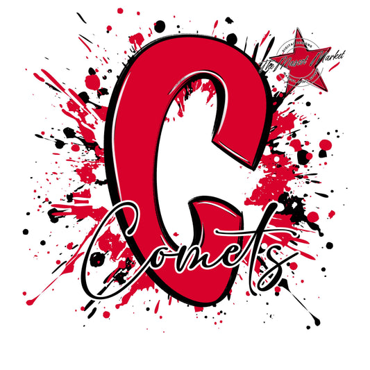 Comets Mascot Splatter-Red